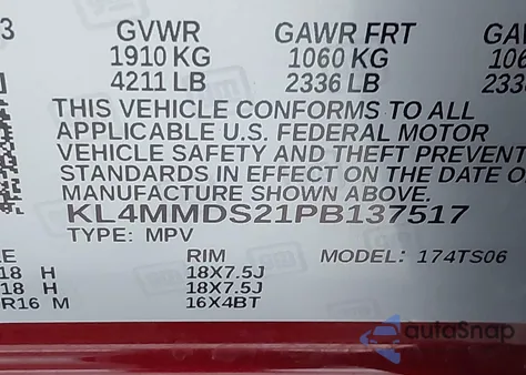 2023 Buick Encore Gx Select Fwd from USA, damaged, VIN KL4MMDS21PB137517